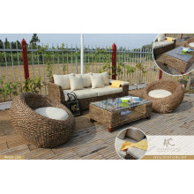 2017 Italian Design Wattan Rattan Living set Mobiliário de casa (acasia de madeira de madeira, jacinto de água artesanal tecida)